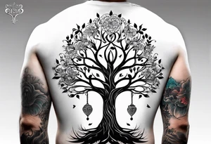 Tree of life with two dates tattoo idea