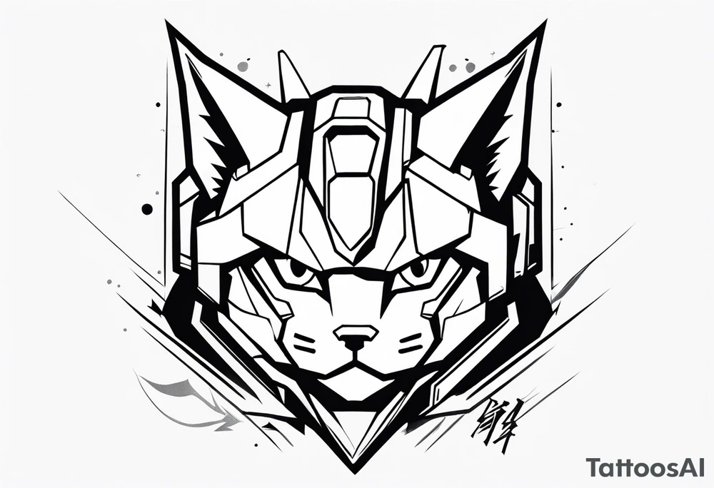 gundam cat wrist tattoo black and white minimalistic tattoo idea