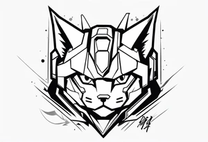 gundam cat wrist tattoo black and white minimalistic tattoo idea