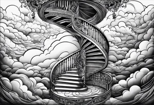 Waking spiral stair case into the clouds tattoo idea