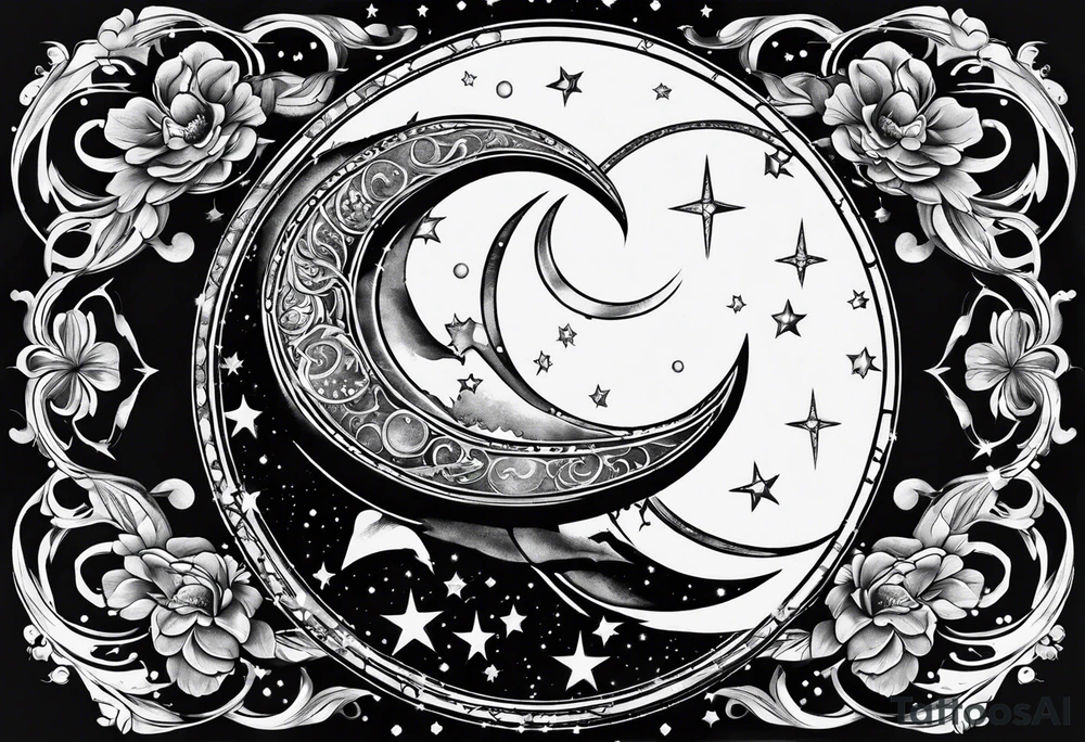 Pisces astrological symbol in a full moon tattoo idea