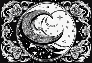 Pisces astrological symbol in a full moon tattoo idea