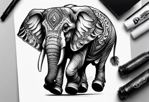 Elephant with roller skates tattoo idea