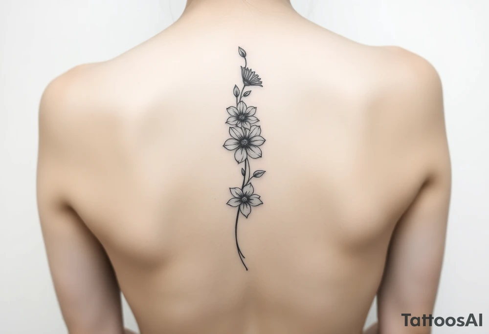flower going down spine tattoo tattoo idea