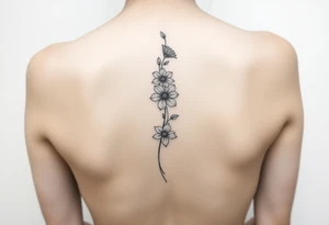 flower going down spine tattoo tattoo idea