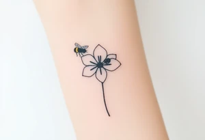 Trillium with a bumble bee hovering near it tattoo idea