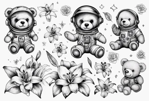 Teddy bear astronaut Lily tattoo idea