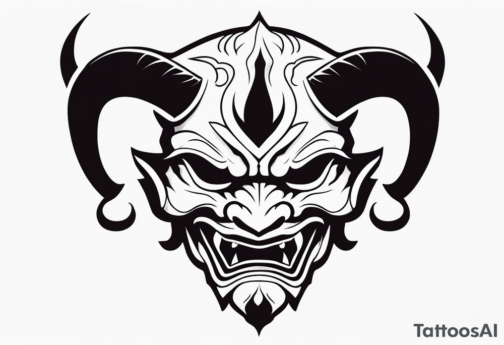 Protection against evil Oni mask tattoo idea