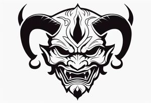 Protection against evil Oni mask tattoo idea