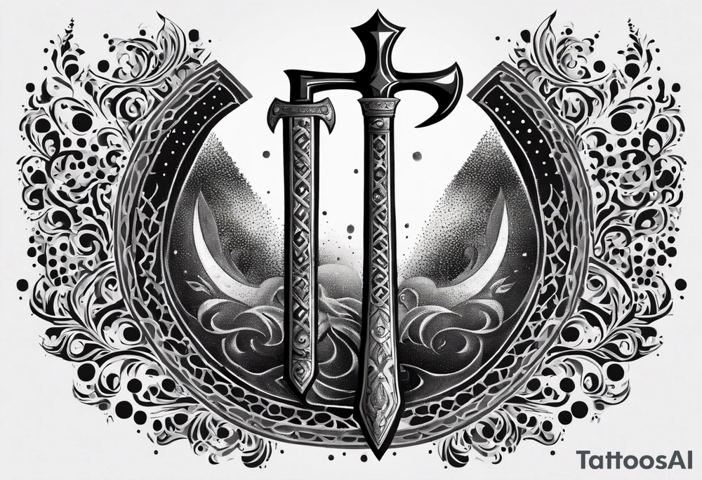 The symbol of Matthias a open Bible and a battle Axe tattoo idea