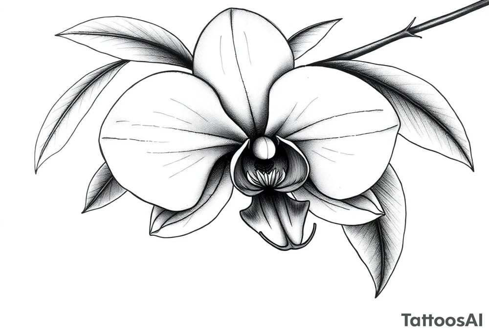 orchid with leavs tattoo idea