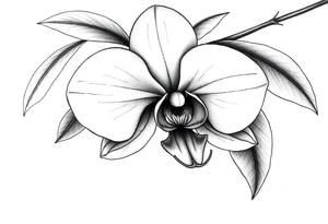 orchid with leavs tattoo idea