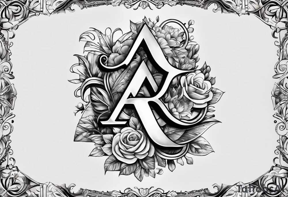 The letters AR together with the words always ready going down the side of the letters tattoo idea