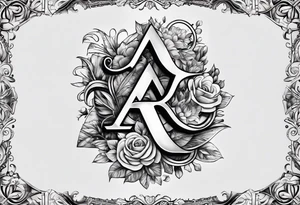 The letters AR together with the words always ready going down the side of the letters tattoo idea