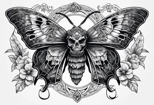 Death moth with rams skull tattoo idea