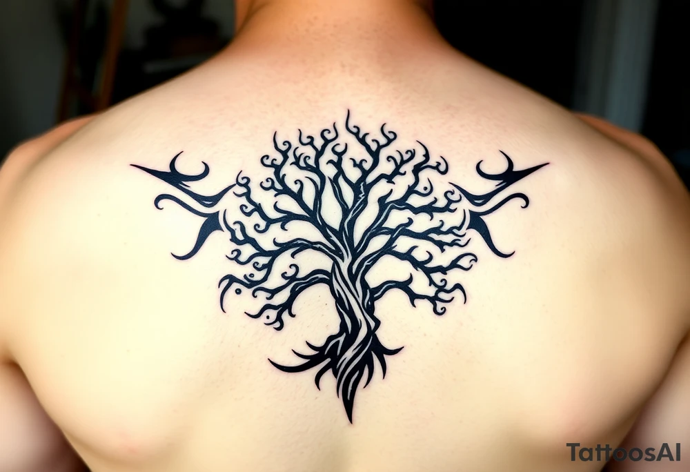 Swirling 
Tree moving in a spiral direction tattoo idea