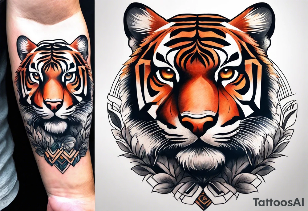Memorial piece including a tiger on forearm. Very minimalist design. tattoo idea