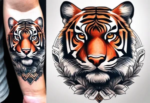 Memorial piece including a tiger on forearm. Very minimalist design. tattoo idea