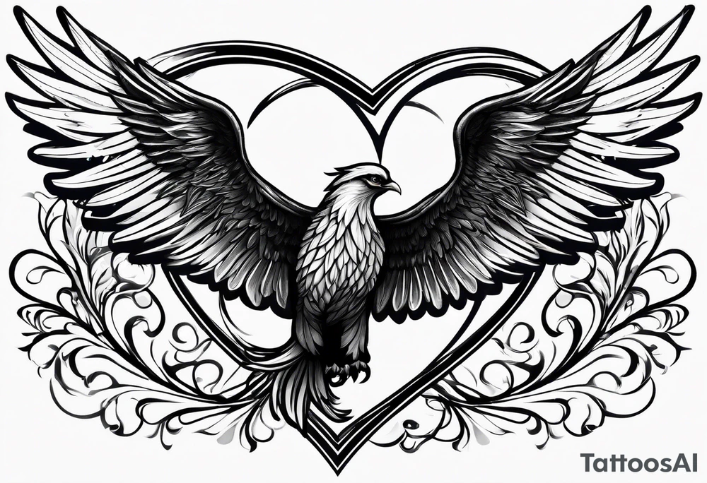 phoenix wings that makes a heart tattoo idea