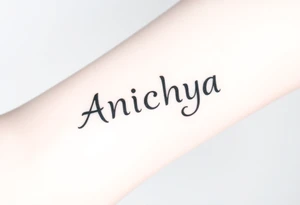 Create a tattoo that writes the Hindi word "Anichya" with A circle or spiral, which represents the cyclical nature of life and death tattoo idea