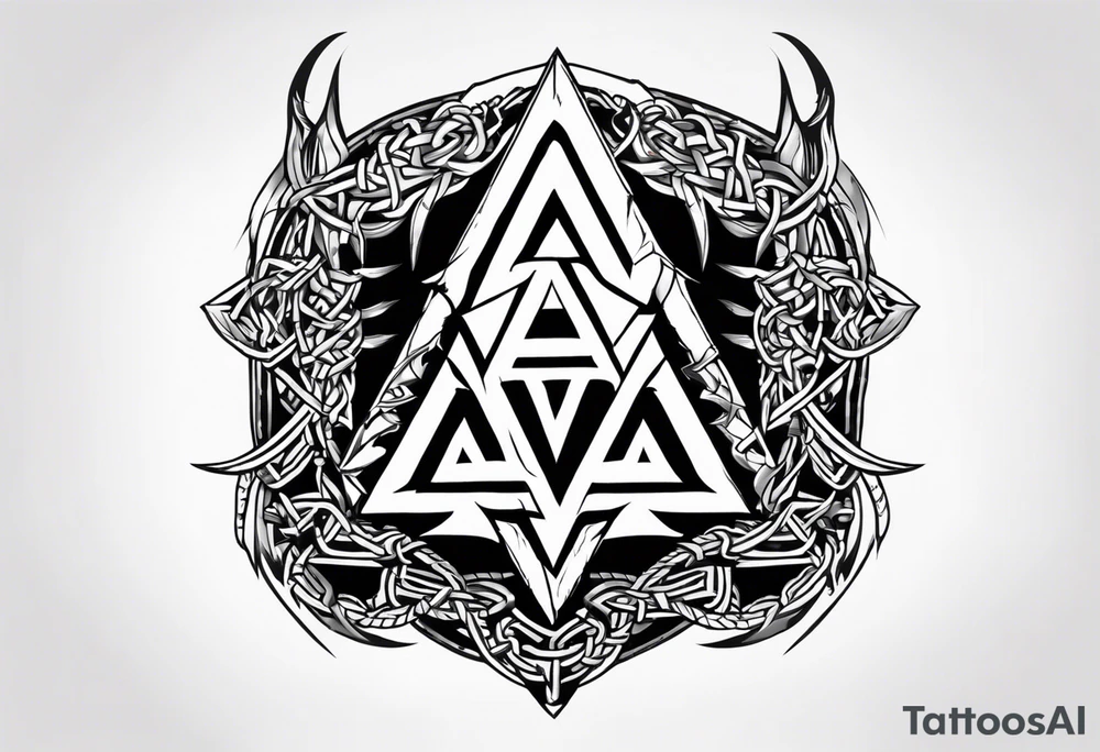 Valhalla sword shield axe barbed wire chains valknut fire dragon tattoo idea Valhalla sword shield axe barbed wire chains valknut fire dragon tattoo idea