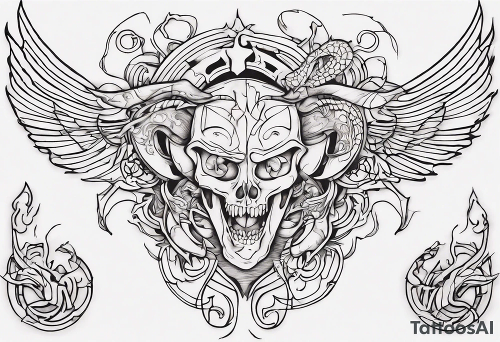 I want chest tattoo for men . Continuous Line Tattoo style .Tattoo may include some symbols from these themes : gemini , snake,compas,travel, born 1989, thailand, ukraine , listen, no any devils or scull tattoo idea