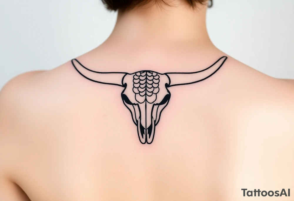 Longhorn skull with scales tattoo idea