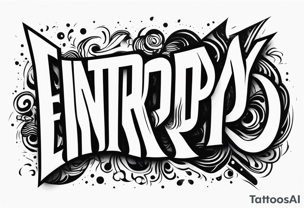 entropy word with a distorted or warped design. All black and without other components tattoo idea