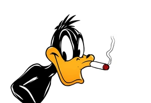 90s looking Daffy duck  smoking a rolled cigarette tattoo idea