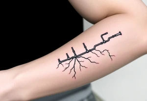 System of pipes that transitions and transforms at the end into veins of forearm tattoo idea