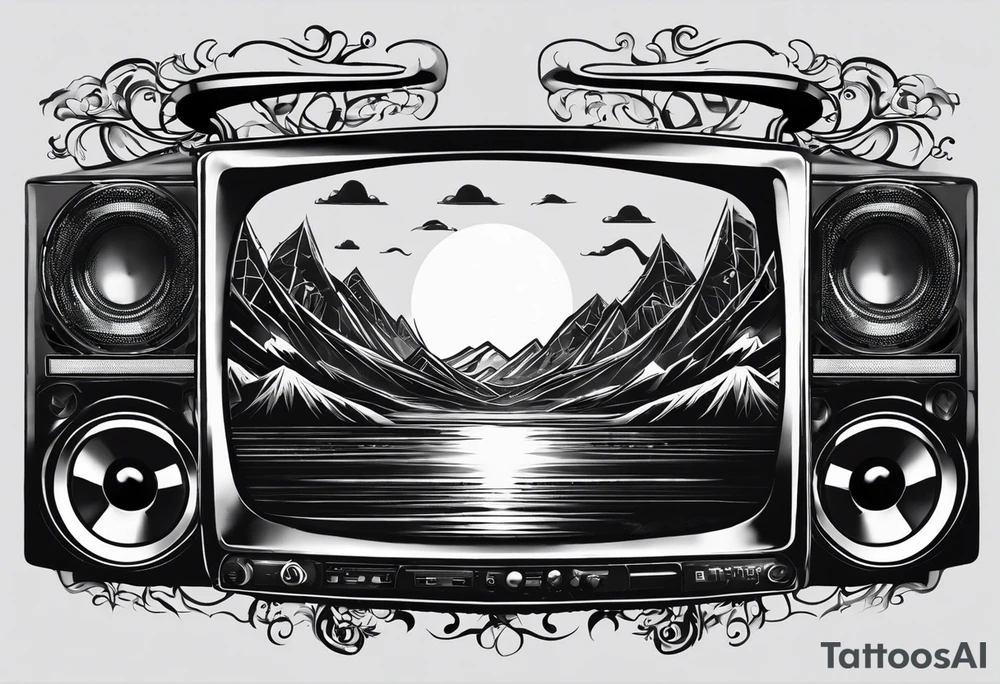 a half sleeve black and white tattoo idea that incorporates mental health awareness, a passion for EDM music, a first responder past, and keeping a positive mindset. I want everything designed into each other thing tattoo idea