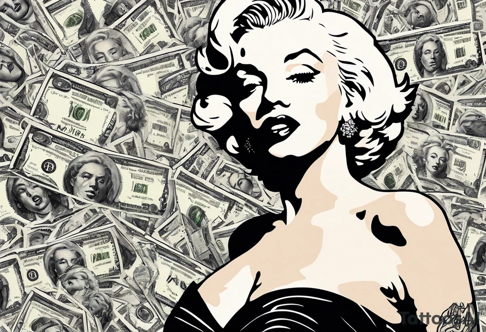 marilyn monroe scarface  money backgrouund tattoo idea