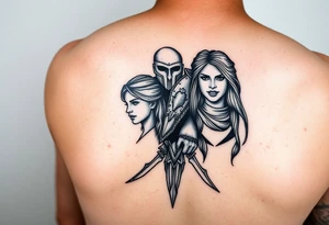 family tattoo for wife and kids, protector, brave, warrior tattoo idea