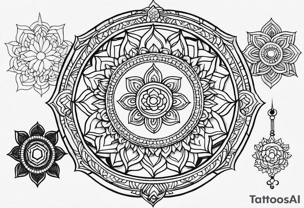 Single needle Thai mandala finger tattoos tattoo idea