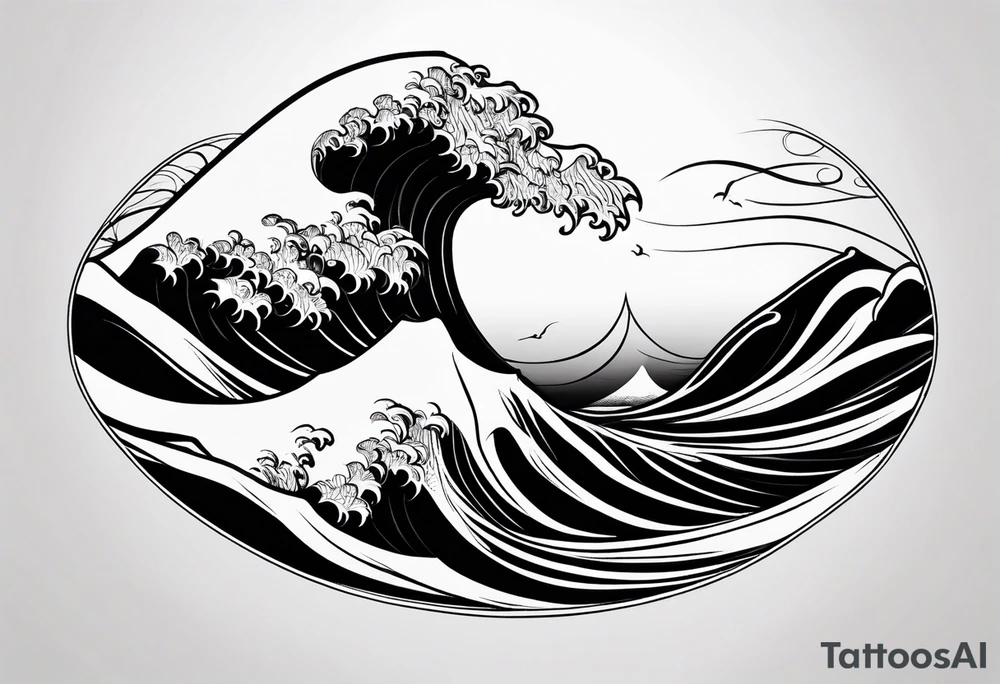 Single line ocean wave tattoo idea