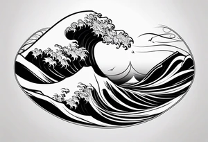 Single line ocean wave tattoo idea
