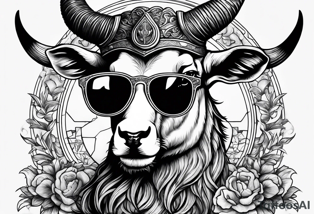 capricorn with sunglasses and shotgun tattoo idea