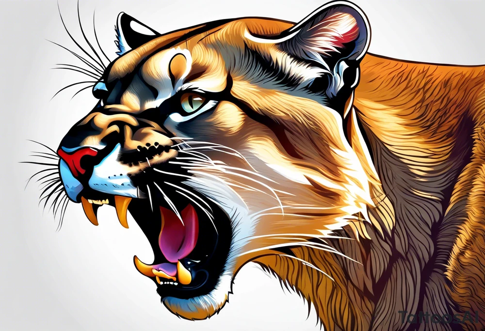 mountain lion growling or roaring tattoo idea