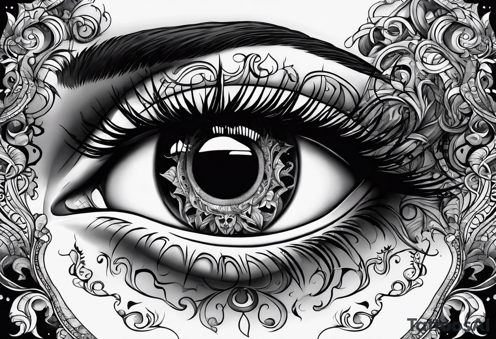 warped eyes tattoo idea