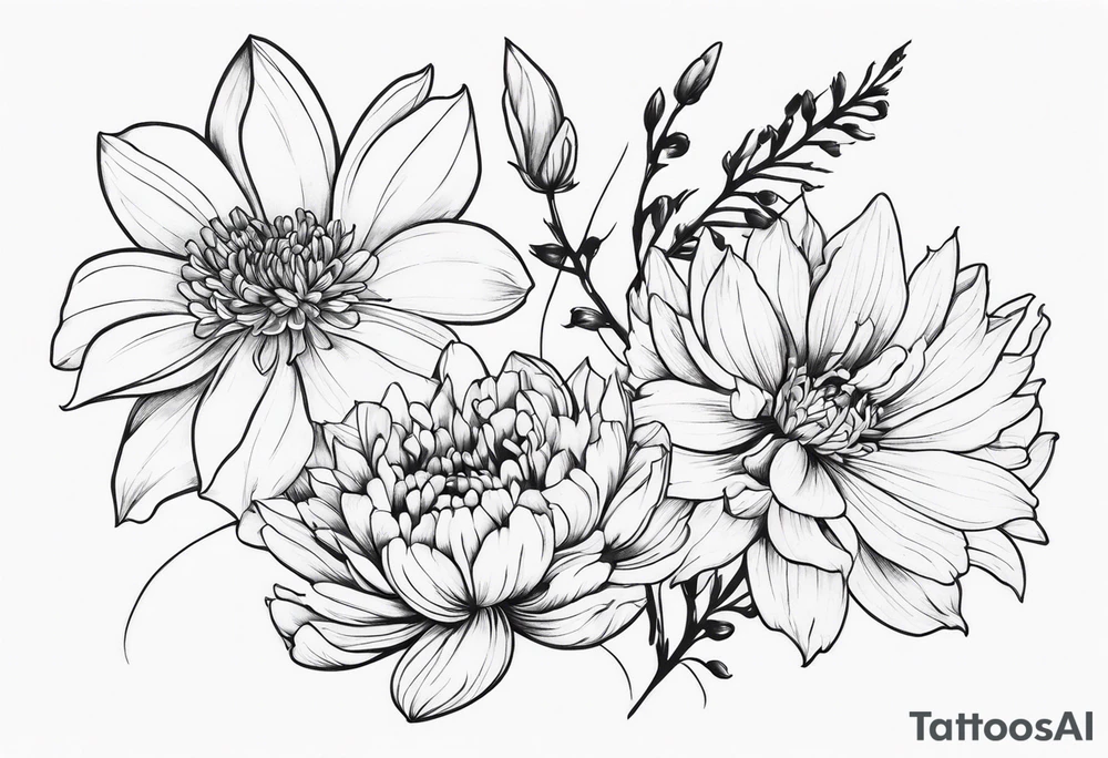 chrysanthemum and gladiolus tattoo idea