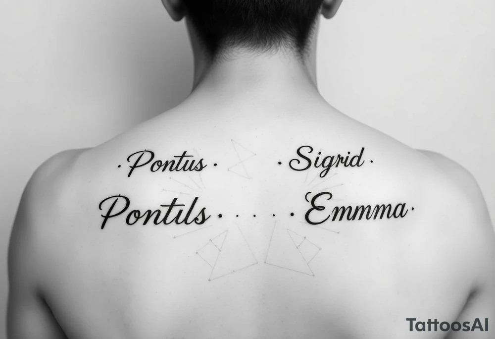 Create a suggestion with the names Pontus, Maja, Sigrid and Emma tattoo idea