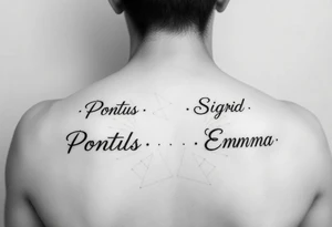 Create a suggestion with the names Pontus, Maja, Sigrid and Emma tattoo idea