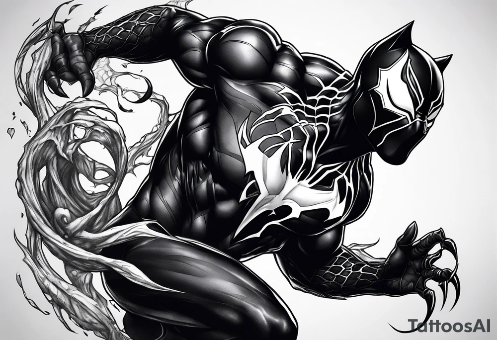 venom symbiote  merged with the black panther tattoo idea