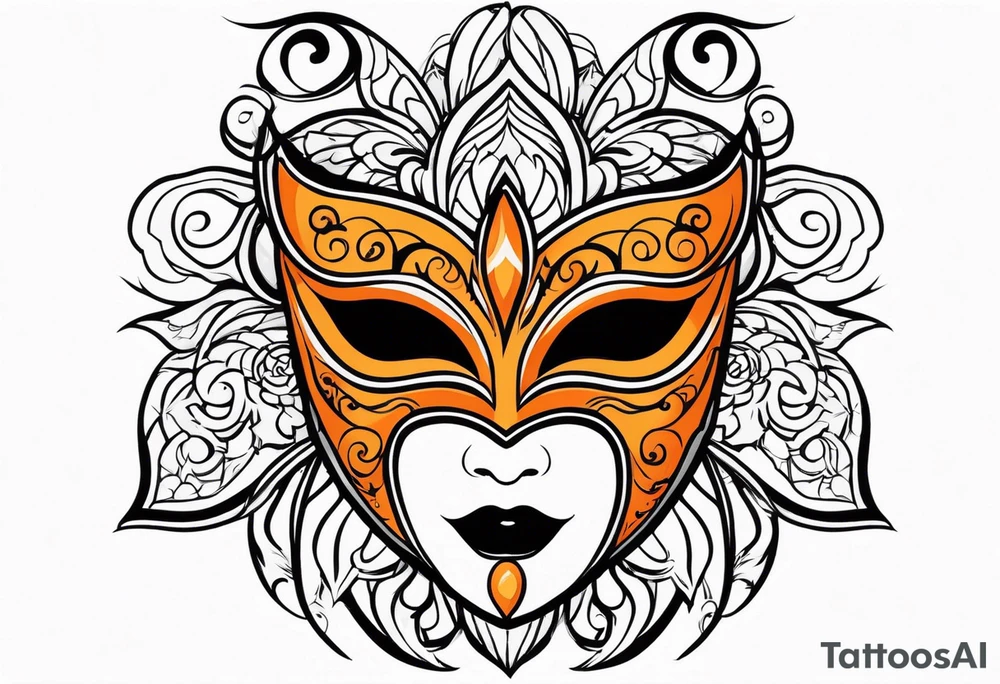 Masquerade mask that is orange and black tattoo idea