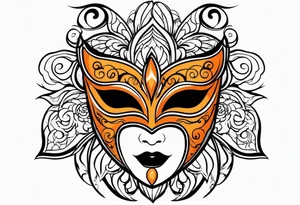 Masquerade mask that is orange and black tattoo idea