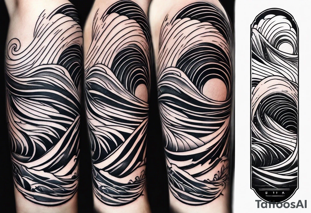 simple wave for outside forearm tattoo idea