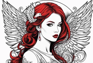 beautiful red hair angel girl tattoo idea