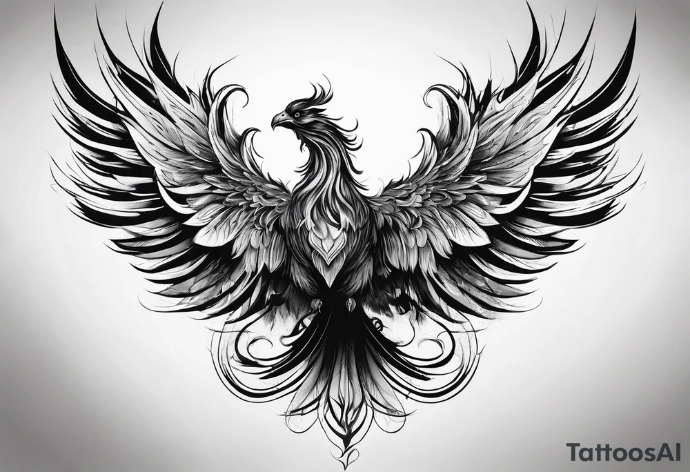 Evil Phoenix with classical smoke tattoo idea