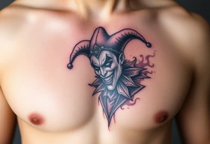 jester in a fog of smoke tattoo idea