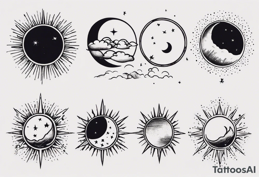 Sonne Mond minimalistisch tattoo idea